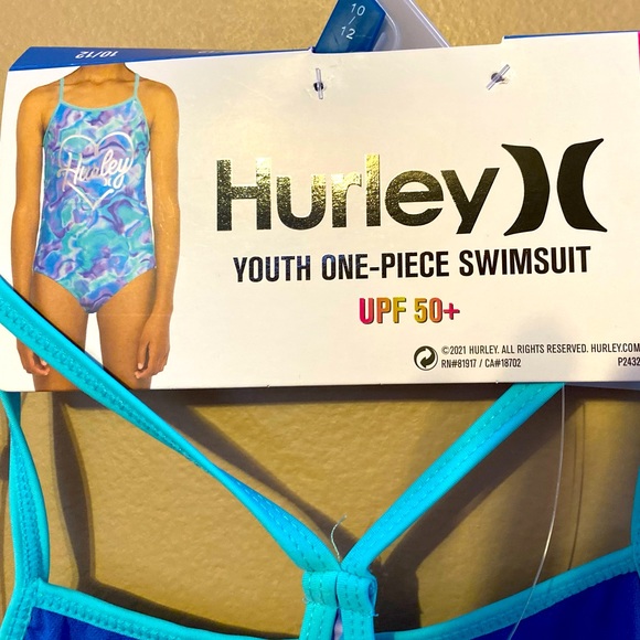 Hurley Girls' One-Piece Swimsuit Size 10/12 Blue/Purple - Picture 1 of 5